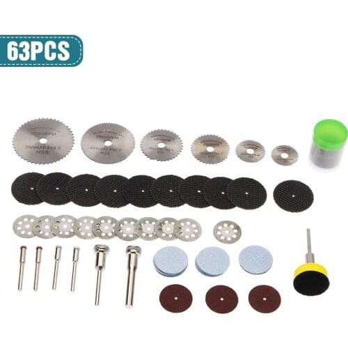 63pcs HSS Mini Circular Saw Blade Set Resin Cut-Off Wheels Disc Diamond Cutting Blade Metal Cutter Power Tool for Dremel Drill