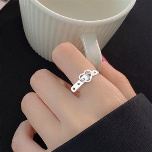925 Sterling Silver Belt Heart Shape Ring For Women Handmade Romantic Party Couple Jewelry jz110