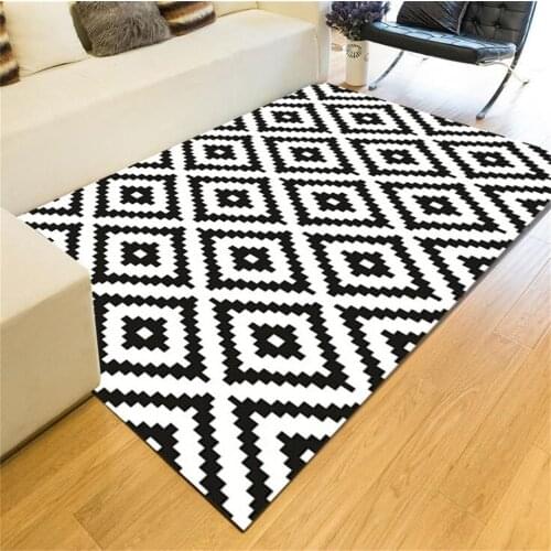 Geometric black and white Large European Carpet Area Rug For Bedroom Livingroom Kitchen Baths Mat Door Mat Anti-Slip Home carpet
