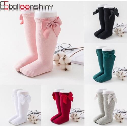 Balleenshiny New Baby Girl Kids Socks Winter Spring Cotton Newborn Baby Pantyhose Infant Toddler Knee High Bows Baby Socks