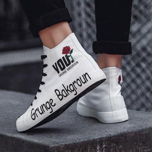 Fashion Letter Printed Canvas Shoes Mens Casual Designer Shoes High Top Canvas Shoes Mens Sports Shoes Zapatillas De Hombre
