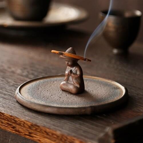 Stoneware plate incense burner household aroma diffuser indoor creative ceramic incense stick incense stand