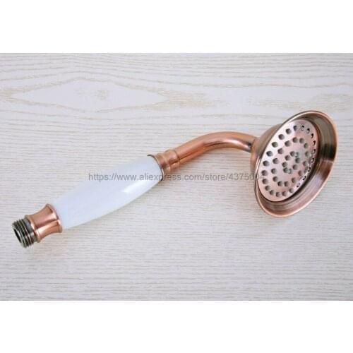 Red Copper Antique Bathroom Hand Held Shower Sprayer Head With Luxury Ceramics Bath Round Rainfall Shower Faucet Nhh020