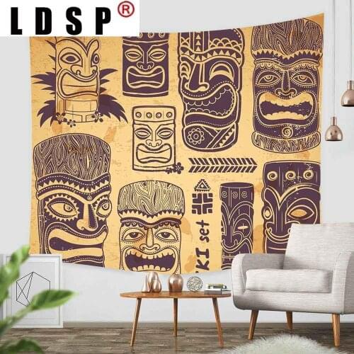 LDSP Hawaiian Maya Tribal Tiki Mask Sculpture Tapestry Ancient Egypt Macromimia Mythology Totem Tribe for Bedroom Decor