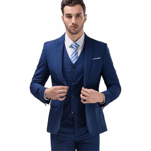 Mens Suits Business casual customized blue fashion mens suit, handsome grooms suit, new fashion mens suit