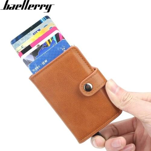 Rfid Blocking Protection Men id Credit Card Holder Wallet Leather Metal Aluminum Business Bank Card Case CreditCard Cardholder