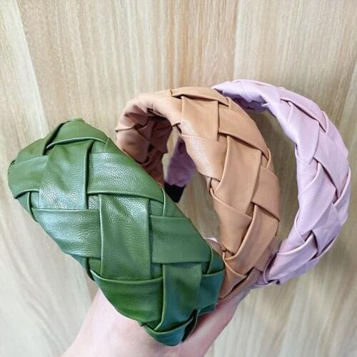 European and American Style Super PU Braided Hairbands Personal Wide Thick Cross Headbands Women Fashion Hair Accessories