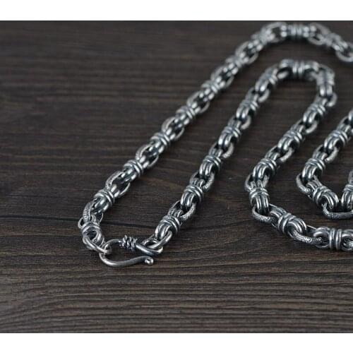 925 Sterling Silver Necklace Men Big Link Chain collier chaine argent Knot Vintage Necklaces Male Luxury Jewelry sieraden Punk