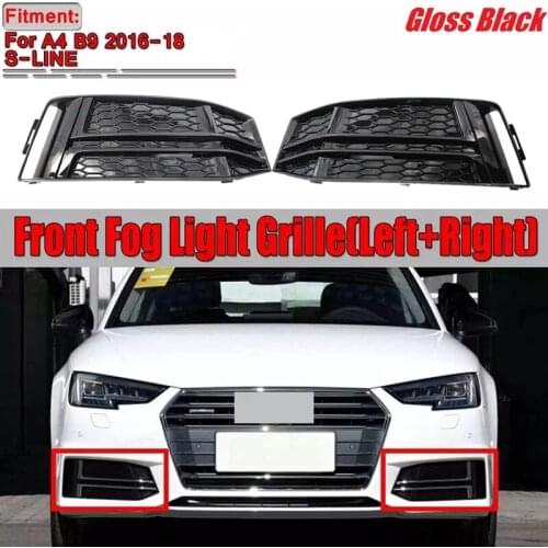 A Pair Car Front Bumper Fog Light Lamp Grille Cover Trim for - A4 B9 S-LINE 2016-2018 Fog Light Grill 8W0807681F