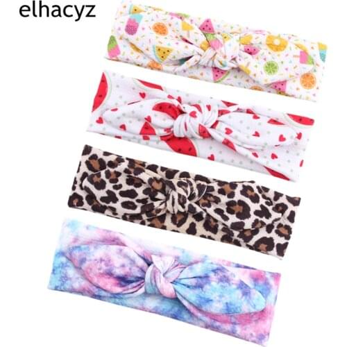 New Print Bunny Ears Headband 5" Elastic Floral Hair Bows Hair Band DIY Hair Accessories For Girls Women Rabbit Ears Headwear