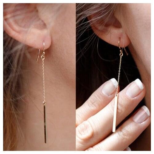 Europe And The United States Simple Fashion Punk Style Earrings Long Section Of A Word Chain Earrings Fashion Jewelry Wholesale