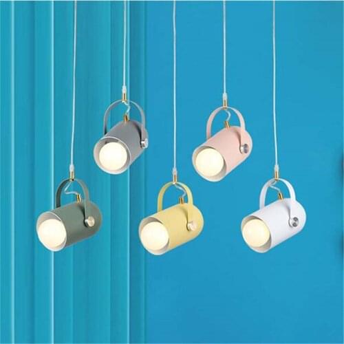 Nordic colorful Adjustable angle pendant lights for clothing store restaurant Cylindrical hanging lamp indoor lighting fixture