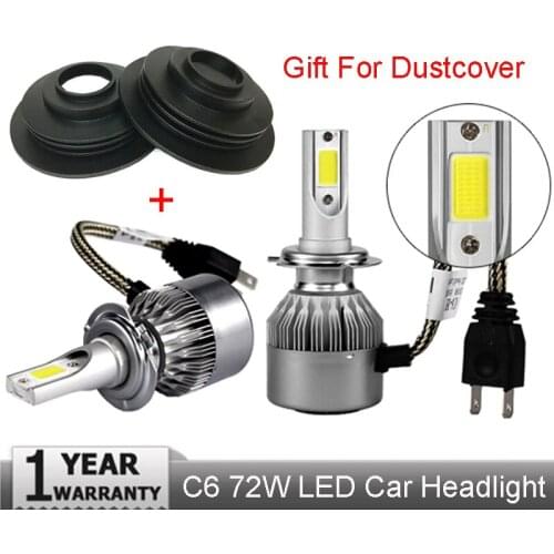 LED Super bright Auto H4 LED Headlight H7 H4 Car Light Low Beam COB Chip Hi-lo Beam Headlamp H1 H11 72W 7600lm +Dustcover