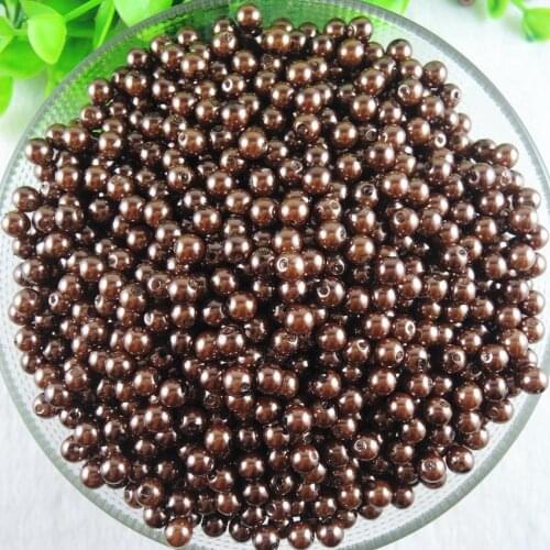 Pick Size 6 8 10 12 14mm Saddle Brown Round Imitation Acrylic Pearl Beads For Kids Jewelry Making AS-26