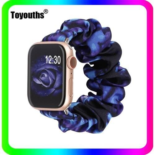 Toyouths Tie Dye Band Elastic Watch Strap for Apple Watch Band 38mm 40mm Women Scrunchies Strap for iwatch Series 6 5 4 3 2 1 SE