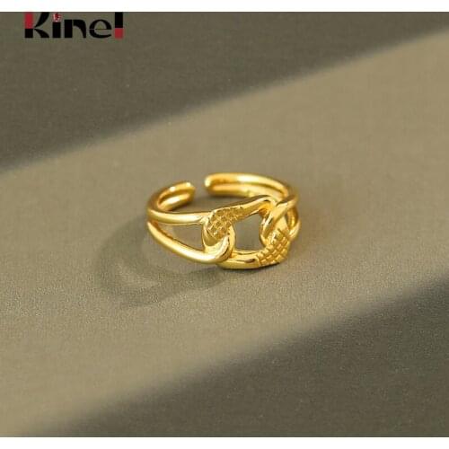 Kinel 925 Sterling Silver Ring Korea Fashion Jewelry 18K Plating Real Gold Silver 925 Ring Ladies Wedding Party Gifts Bijoux