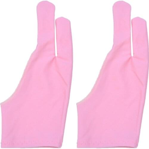 1 Pair Two Fingers Anti-Fouling Artist Gloves for Graphic Drawing Tablet Mittens