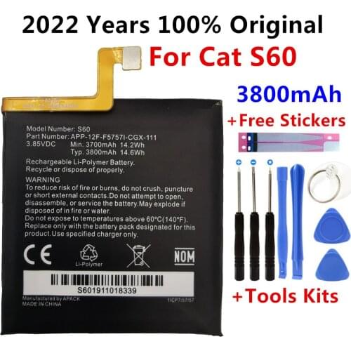 100% Original Replacement battery 3800mah For Caterpillar Cat S60 APP-12F-F57571-CGX-111 batteries Bateria+Gift Tools +Stickers