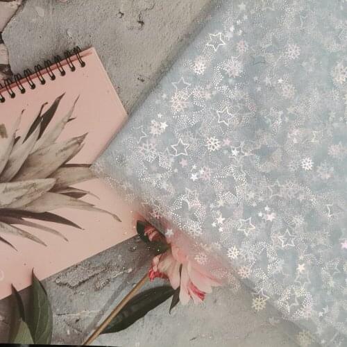 150*100cm Star Snowflake Tulle Ribbon Iridescent Mesh DIY Handmade Craft Tutu Bowknot Flower Wedding Birthday Bouquet Supplies