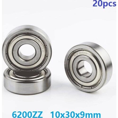 20pcs/lot 6200ZZ 6200-ZZ 6200 ZZ 2Z 10*30*9mm Deep Groove Ball bearing 10x30x9mm Ball Bearings