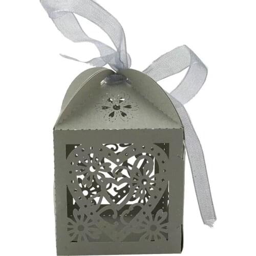 25Pcs Hollow Heart Candy Boxes With Ribbon Wedding Favor Boxes Red White Purple Marriage Baby Shower Party Supplies