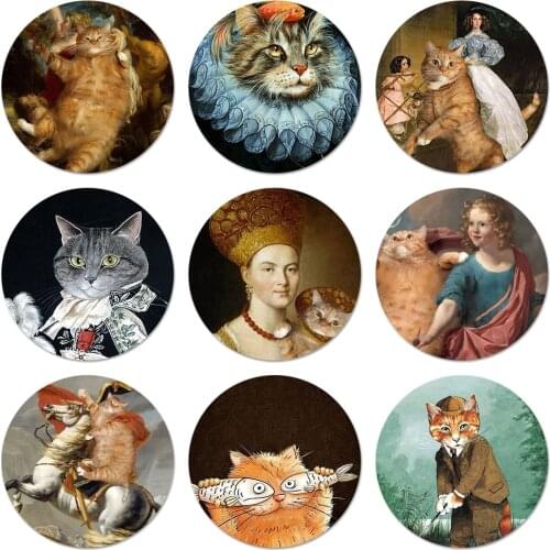 58mm Art Cat Icons Pins Badge Decoration Brooches Metal Badges For Backpack Decoration