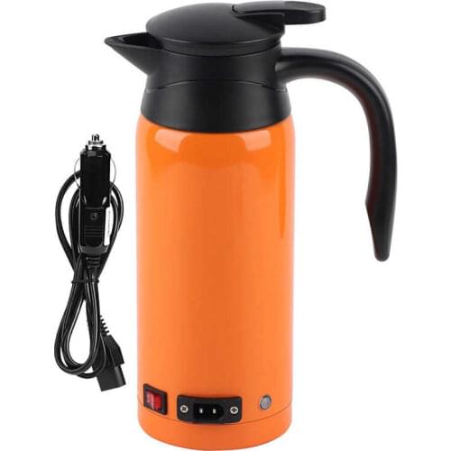 800ML 304 Stainless Steel Safe Car Electric Heated Water Kettle Bottle Cup 12-24V 800ml Travel Car Kettle Car Heater