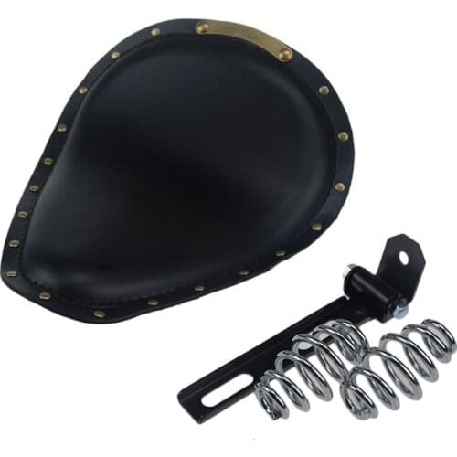 3" Spring bracket Black Leather Vintage Front Solo Seat Cover for Harley Sportster Bobber Chopper Custom cafe racer