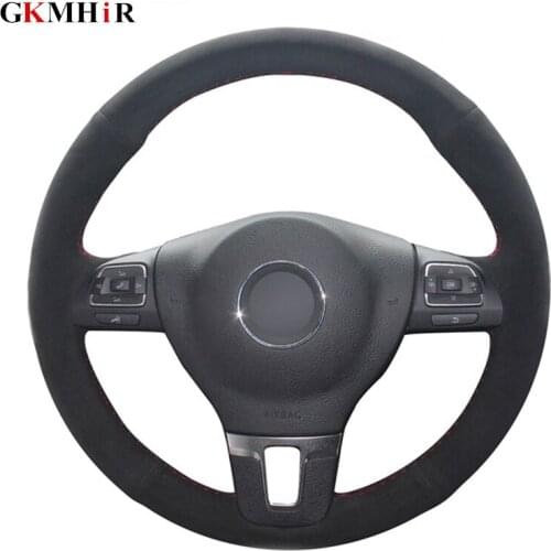 DIY Black Suede Leather Car Steering Wheel Cover for Volkswagen VW Gol Tiguan Passat B7 Passat CC Touran Jetta Mk6