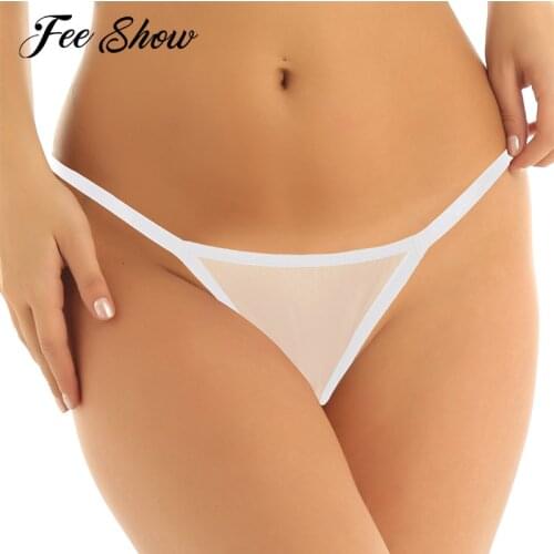 Feeshow Hot Women Mini Briefs Sissy Panties Microtanga See Through Sheer Sexy Lingerie Super Low Waist G-string Thong Underwear
