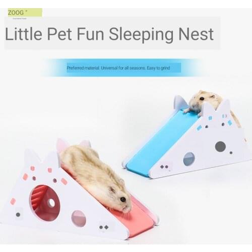 Hamster Hideout Cute Hamster Exercise Toy Wooden Hamster House with Ladder Slide for Guinea Pig Hamster Accessories Hamster Cage