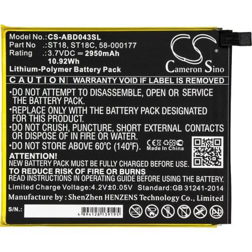 Cameron Sino 2950mAh Battery For B01GEW27DA Kindle Fire 7",Kindle Fire 7th Generation 2017,SR043KL,SR04KL,58-000177,MC-308594