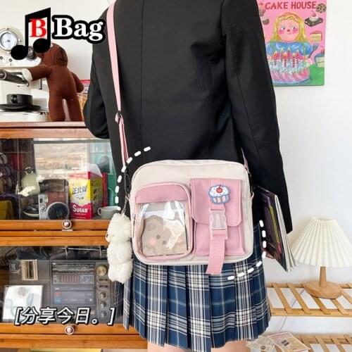 Korean version antique feeling cute bear Pendants transparent student shoulder bag personality DIY doll girl Women Ita bag