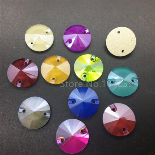 TopStone RIVOLI CRYSTAL Sew On Rhinestones Flatback Mocha Colors 10,12,14 mm Round Glass Crystal Sew On Stone