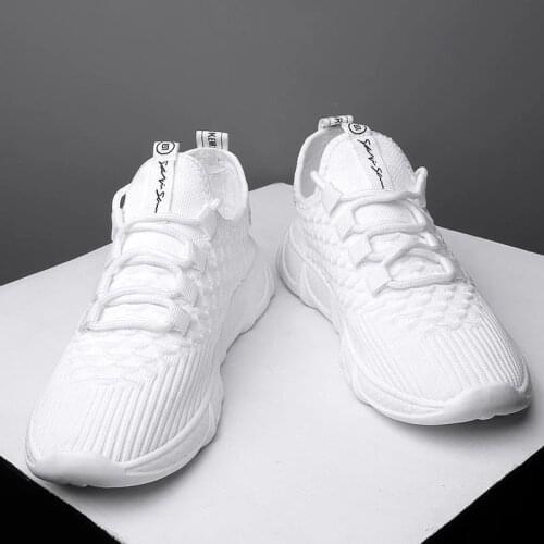Mens casual shoes flying woven mens shoes trend fashion all-match sneakers light and comfortable tennis non-slip shoes