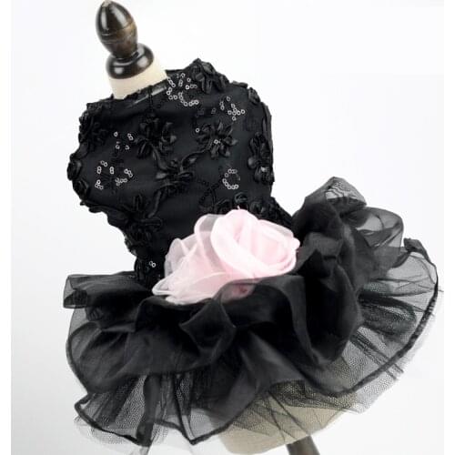 Lace Dog Princess Dress Gold Black Grey Pet Dog Wedding Dress Rose Flower Girl Dresses Party Dress Festival Clothes For Dogs