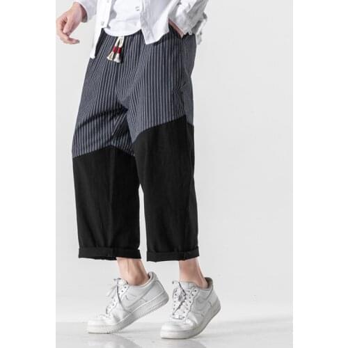 New Mens Harem Pants Elastic Waist Joggers Pockets Long Pants Patchwork 2021 Streetwear Baggy Casual Trousers Men Large Size 5XL
