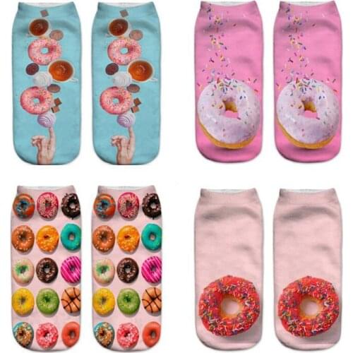 Mens socks Printing stockings food donut cartoon mens and womens short socks mix color 12pairs/lot