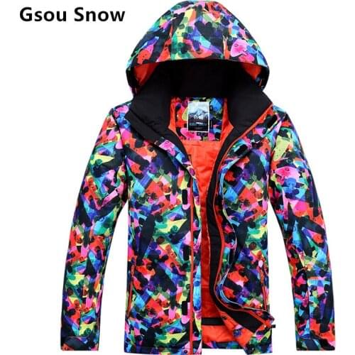 GSOU SNOE Mens ski suit Winter keep Warm waterproof windproof Outdoor Camping Skiing Snowboard Thicken Thermal Coat jackets