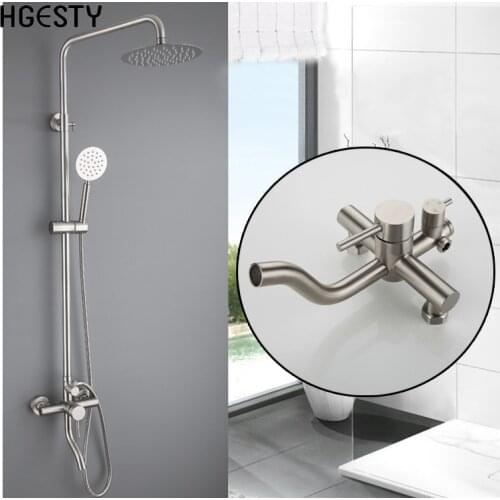 Bathroom Shower Faucet Set Stainless Steel Rainfall Shower Head Taps Tub Spout Wall Mounted Faucet Bath Shower Faucet Tap Set
