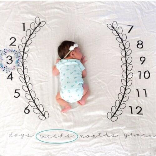 120x120cm Baby Milestone Blankets Muslin Newborn Photography Background Props Infant Swaddle Wrap Bed Quilt Kids Bath Towel
