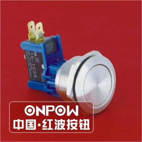 ONPOW 28mm 15A Big current 1NO1NC Momentary/Latching Stainless steel IP65 Metal Push Button Switch (GQ28-LC-11(Z)/S) CE, ROHS