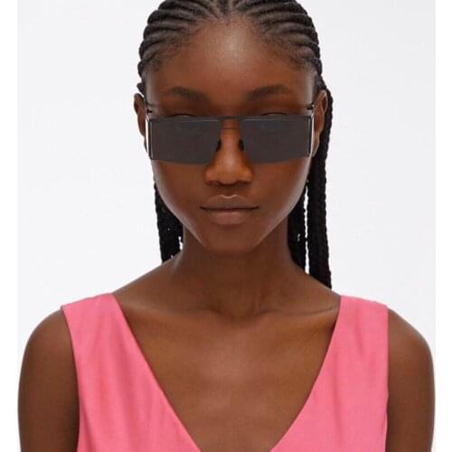 Flat top black frame sunglasses women oversize sunglasses for men clear side wide temples