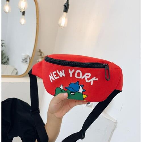 Unisex Mini Toddler Fanny Pack Trendy Cartoon Dinosaur Print Crossbody Waist Bag with Adjustable Strap Waist Pack
