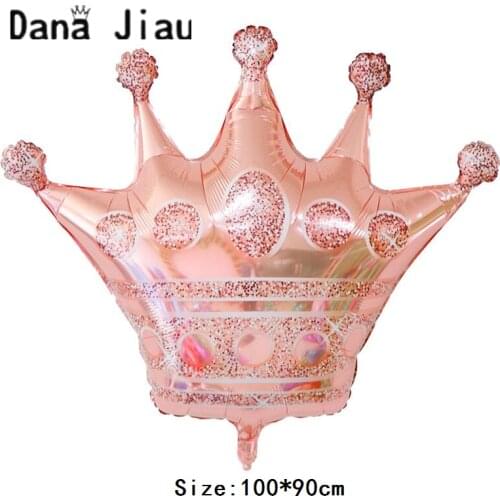 Rose Golden Crown Party Foil Balloon 20 Years Old Happy Birthday Decoration Big Golden Crowns Baby Shower Helium Ball