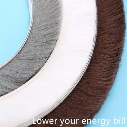 Wool Pile Seals Self-adhesive Weather Seal Felt Draught Excluder Door Window Brush Seal Strip 9x23mm 50m White Brown Gray