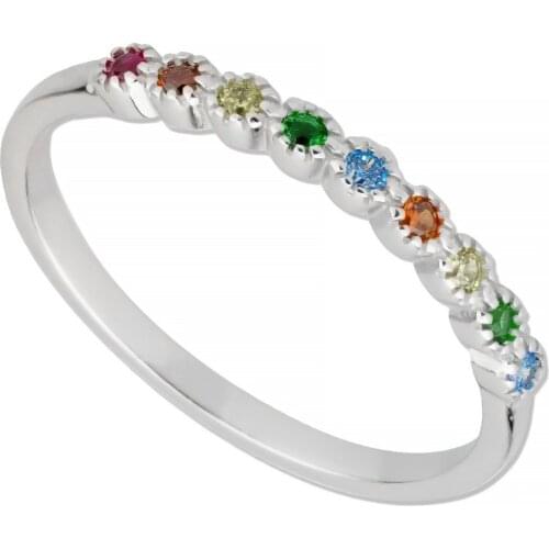 DARK DIAMOND-Rainbow zircon ring in rhodium plated 925 sterling silver. Jewel rust