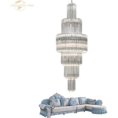 Traditional Pendant Lights Luxury Glass Spiral Chandelier Lighting Fixture LED Indoor Lamp for Living Room Dining Room Staircase