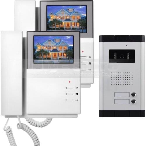 DIYSECUR 4.3" Apartment Video Door Phone Video Intercom Doorbell System 700 TVLine IR Camera Touch Key for 2 Families