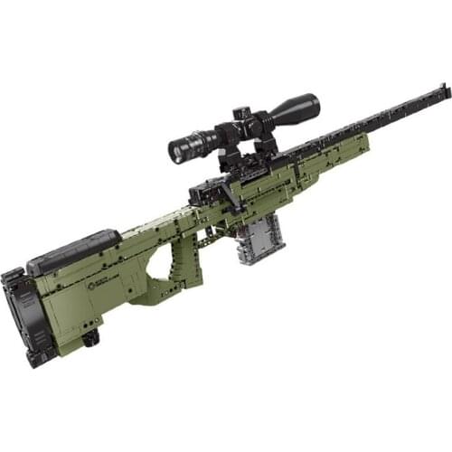 Military Series AWM PUBG WW2 Automatic Shot Gun MOC Building Blocks Classic Weapon Model Sets Bricks For Children Toys Gift